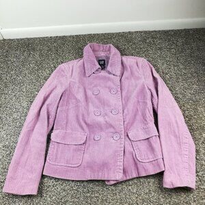 Vintage Gap Blazer Jacket Corduroy Double Breasted Lined Purple Womens XS Y2K